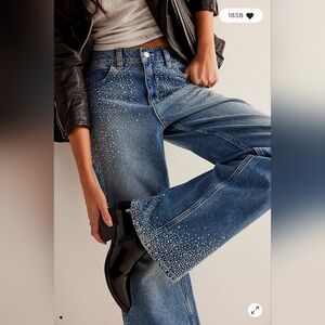 ‼️ISO Free People Tinsely Studded Baggy Jeans‼️